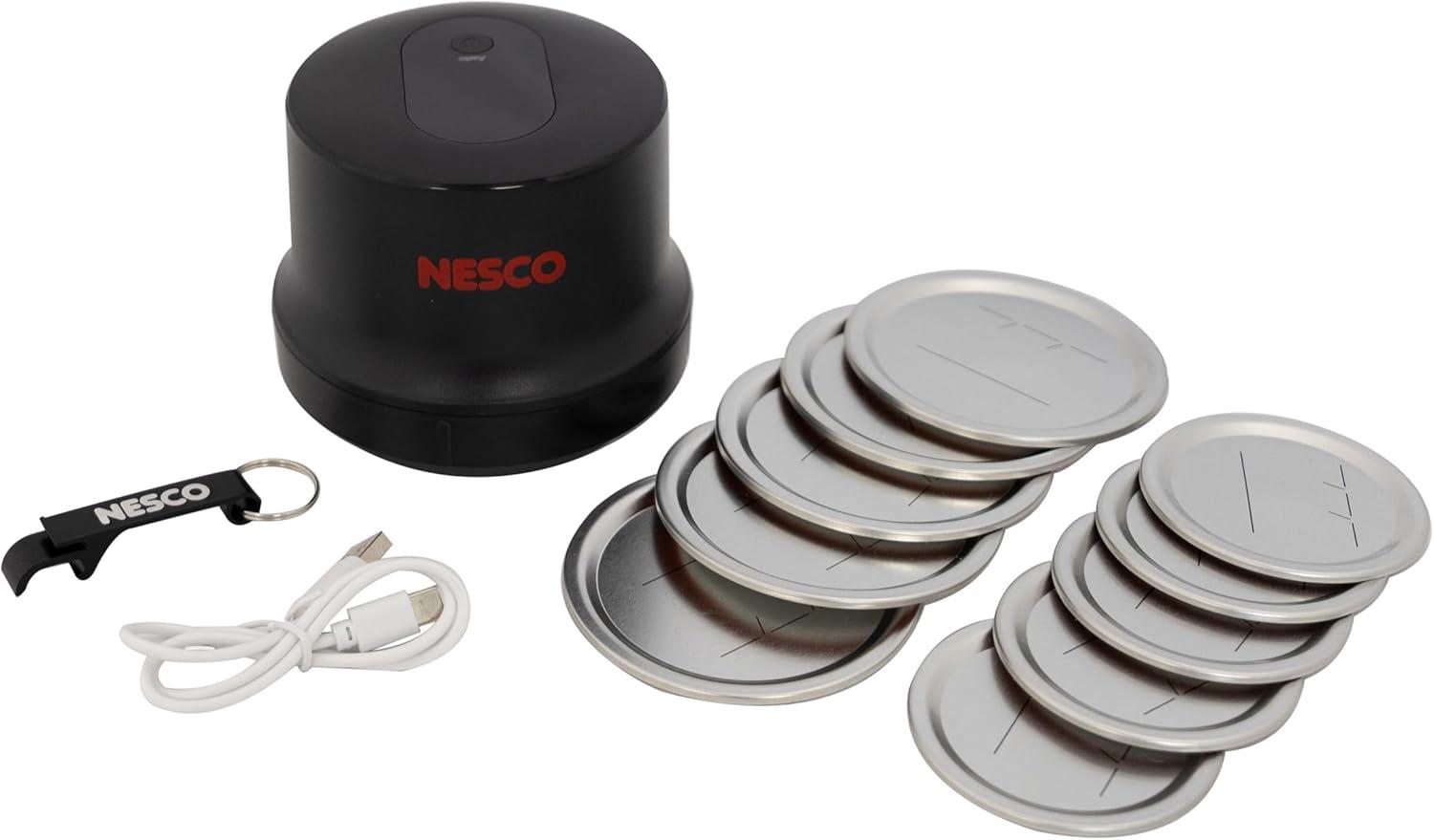 imageNesco 2in1 Electric Mason Jar Vacuum Sealer Kit with Assorted Lids TypeC Charging Cable and Bottle Opener