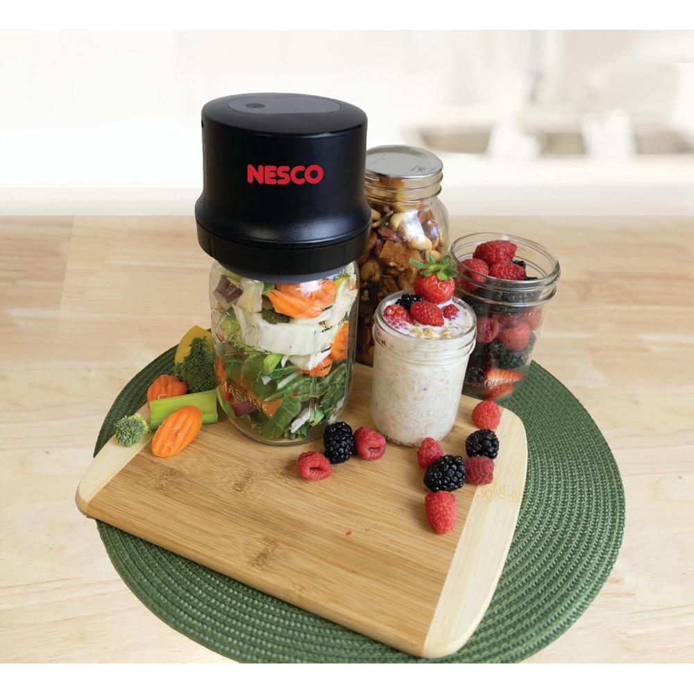 imageNesco 2in1 Electric Mason Jar Vacuum Sealer Kit with Assorted Lids TypeC Charging Cable and Bottle Opener