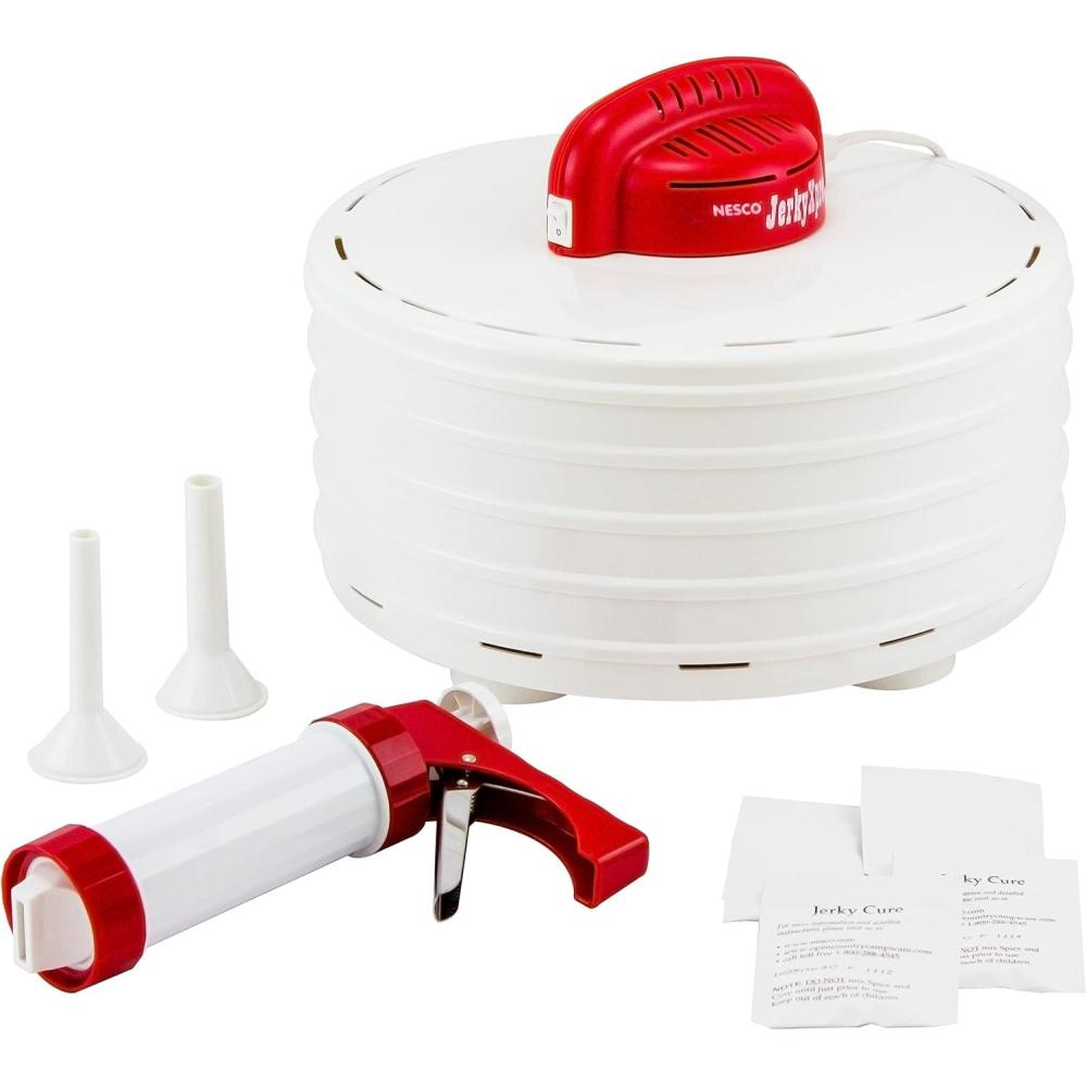 imageNesco FD28JX JerkyXpress Food Dehydrator with Accessories for Beef Jerky 4 Trays WhiteDehydrator