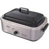 NESCO 4816-12, Roaster Oven with Porcelain Cookwell, Red, 6 quart, 750 watts(Silver)