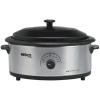 NESCO 4816-12, Roaster Oven with Porcelain Cookwell, Red, 6 quart, 750 watts(Stainless Steel)