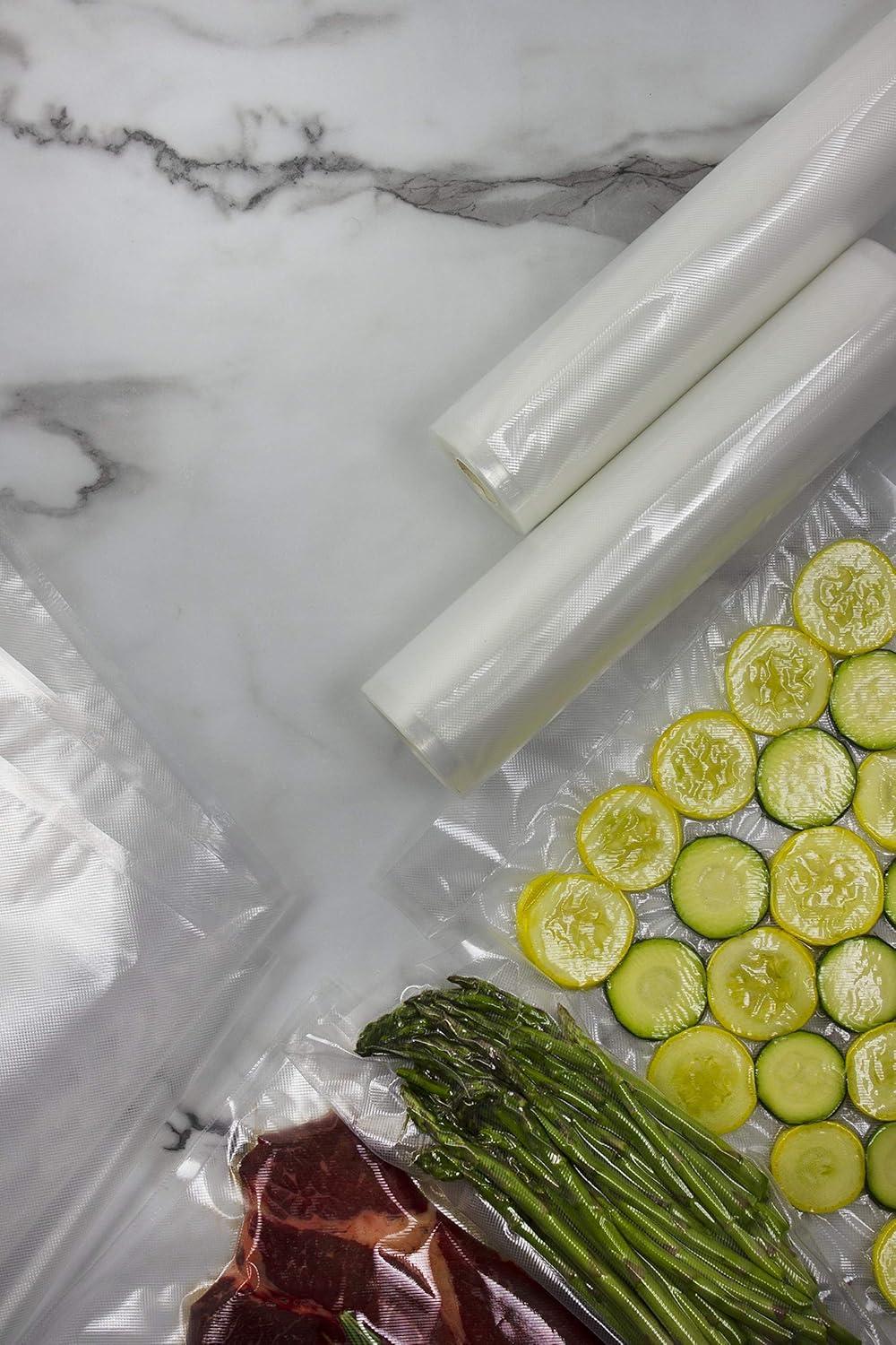 image:imageNESCO VS12 Deluxe Vacuum Sealer with Bag Starter Kit and Viewing Lid Compact Design Silver amp VS07V Vacuum Sealer Bags Variety Pack ClearVacuum Sealer Rolls