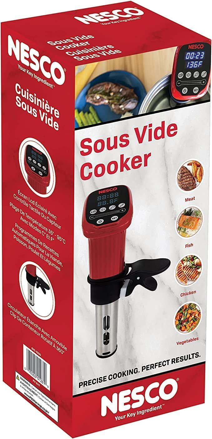 image:imageNesco SVC1000 Sous Vide Precision Cooker with Digital Display and PreProgrammed Cooking Options for Meat Fish Chicken and Vegetables 1000 Watts Red and Black